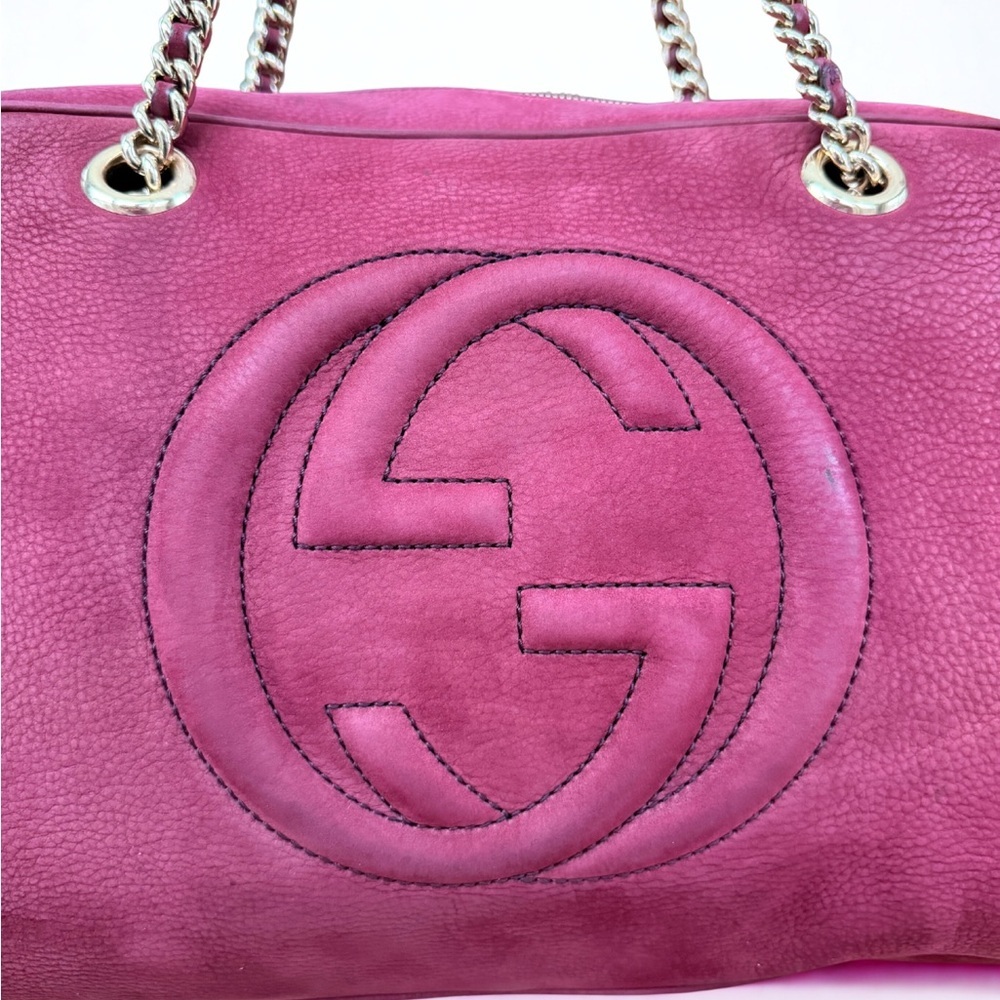 GUCCI Limited Edition Soho Chain Shoulder Bag - Burgundy Nubuck Suede -with COA - Picture 9 of 16